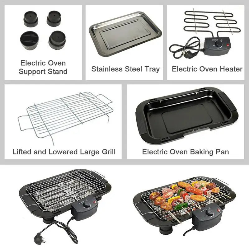 Household Smokeless Grill 2000W Multifunction Electric Griddle Baking Pan Indoor BBQ Grilling Machine With Temperature Control