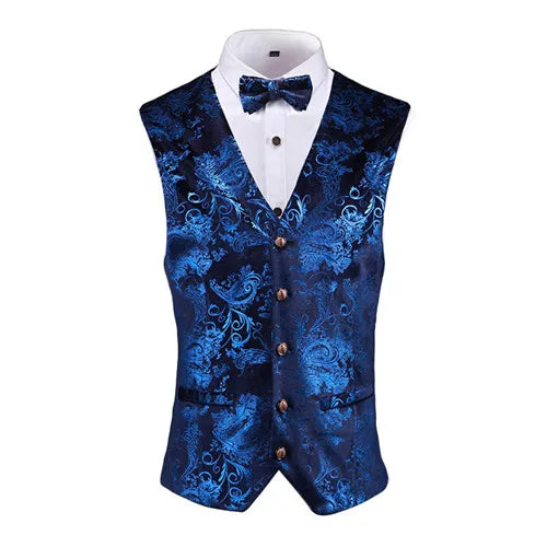 Gold Steampunk Sleeveless Vest Coat Men's, Single Breasted V Neck Waistcoat,Gold Silver Red Business Wedding Party Man Vests 5xl