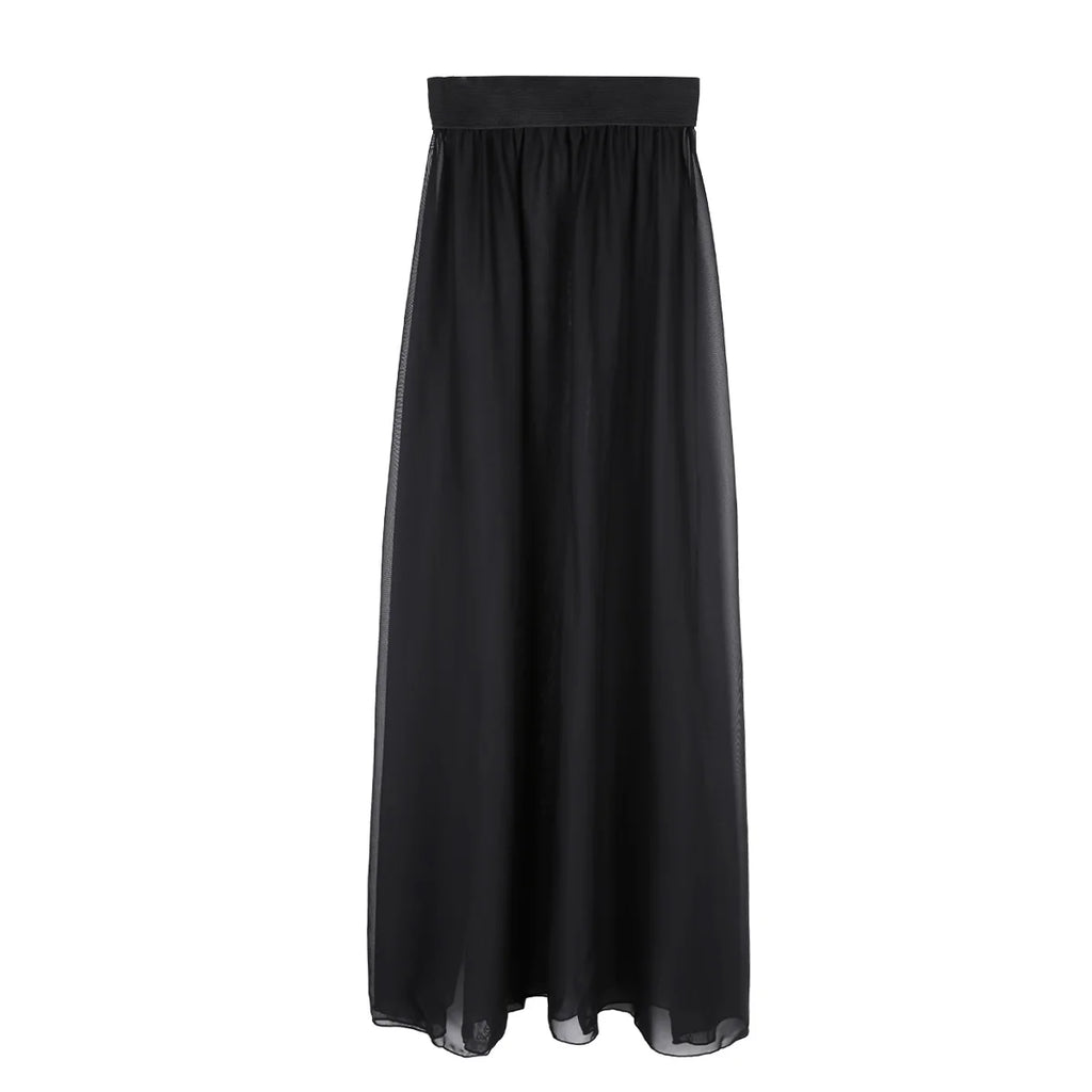 Sexy Women Sheer See Through Chiffon Maxi Skirts High Split Flowy Long Skirt Transparent Bikini Cover Up Bottoms Pool Party Club