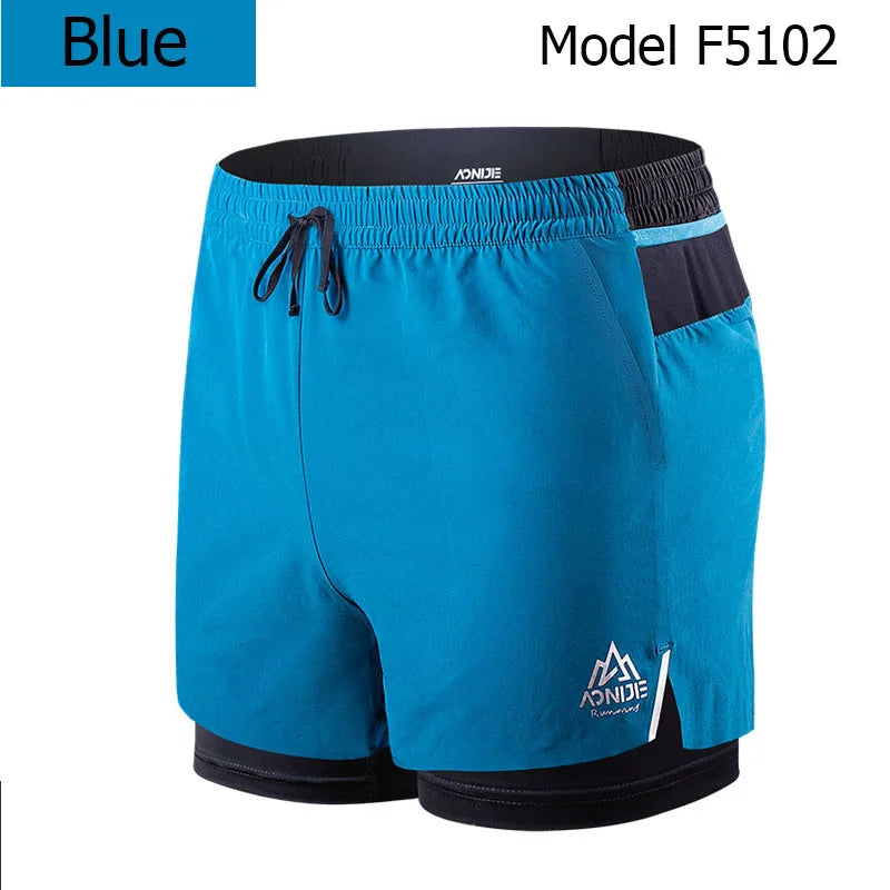 AONIJIE F5102 Men Quick Dry Sports Shorts Trunks Athletic Shorts With Lining Prevent Wardrobe Malf For Running Gym Soccer Tennis