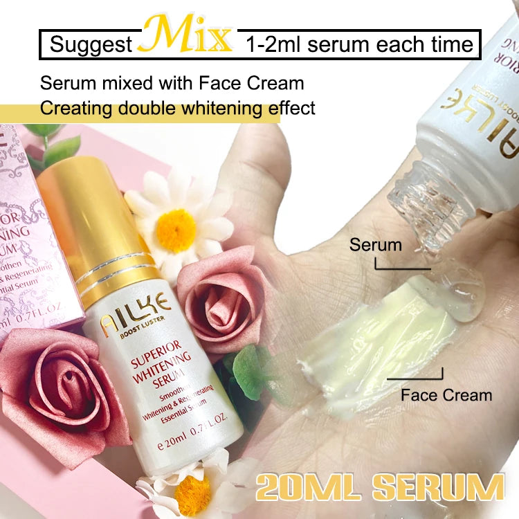 AILKE Lightening Facial Cream, Brightening, Reduce Spots, For Black and Dark Skin, Whitening Face Care Set for All Skin Types