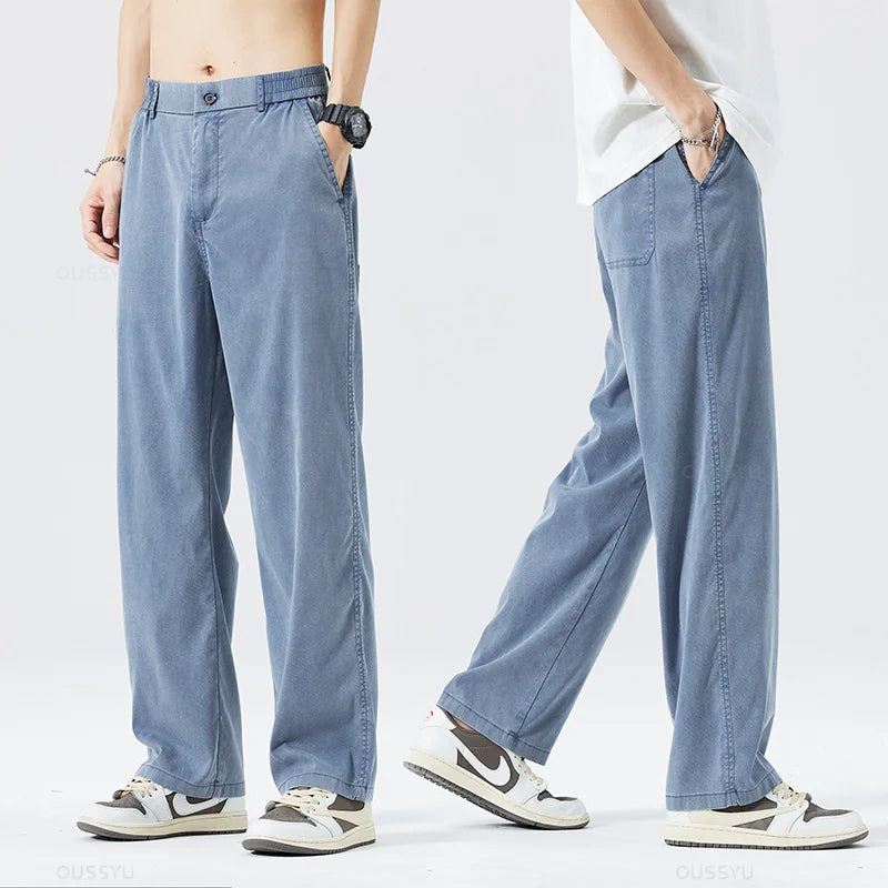 Soft Wide-Leg Drawstring Trousers
