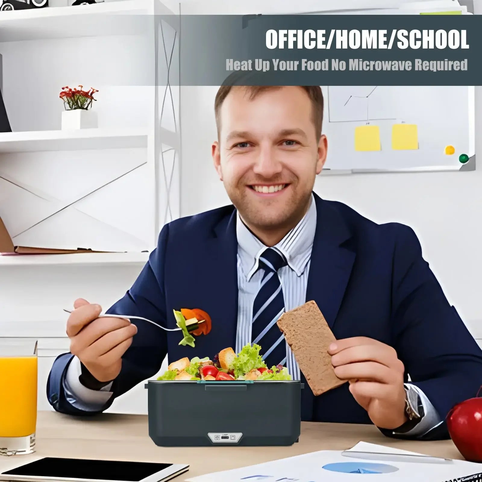 TINSOL New 3.5L Electric Lunch Box 90W Portable Food Heater Suitable for Car or Home Leak-proof Lunch Heating Microwave