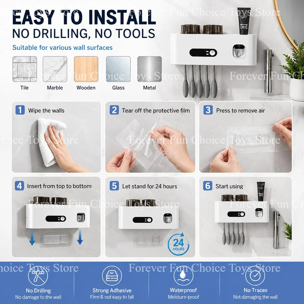 Toothbrush Sterilizer Uv Wireless Sterilization Toothbrush Holder Portable Rechargeable Wall-mounted Electric Toothbrush Holder
