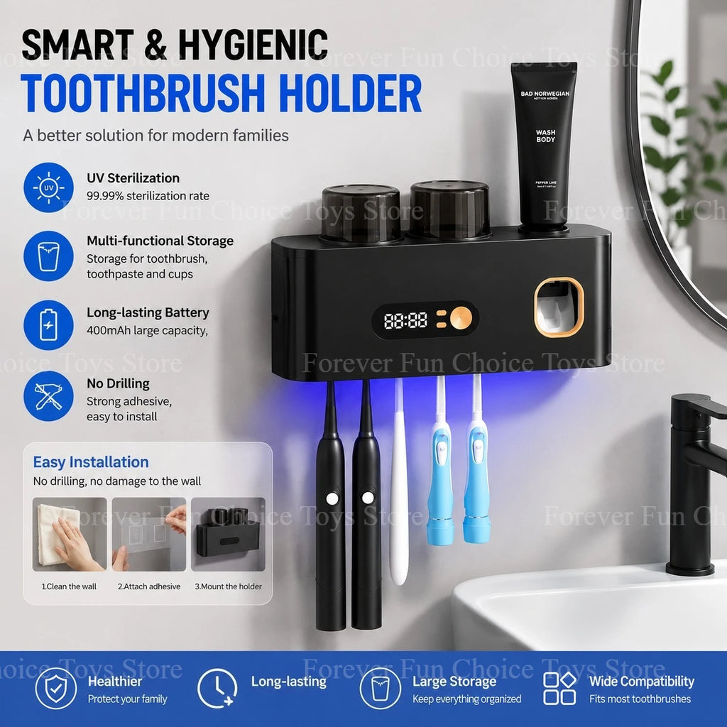 Toothbrush Sterilizer Uv Wireless Sterilization Toothbrush Holder Portable Rechargeable Wall-mounted Electric Toothbrush Holder