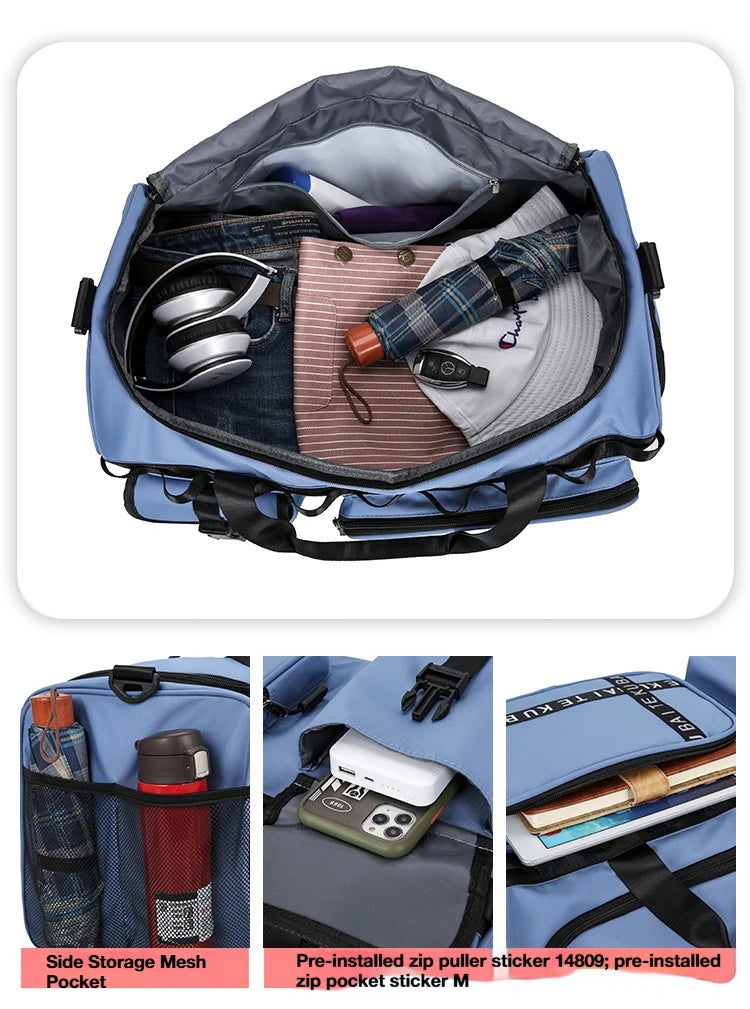 Multifunctional Casual Travel Bag Large Capacity Gym Bag Multifunctional Sports Backpack Independent Shoe Compartment Unisex