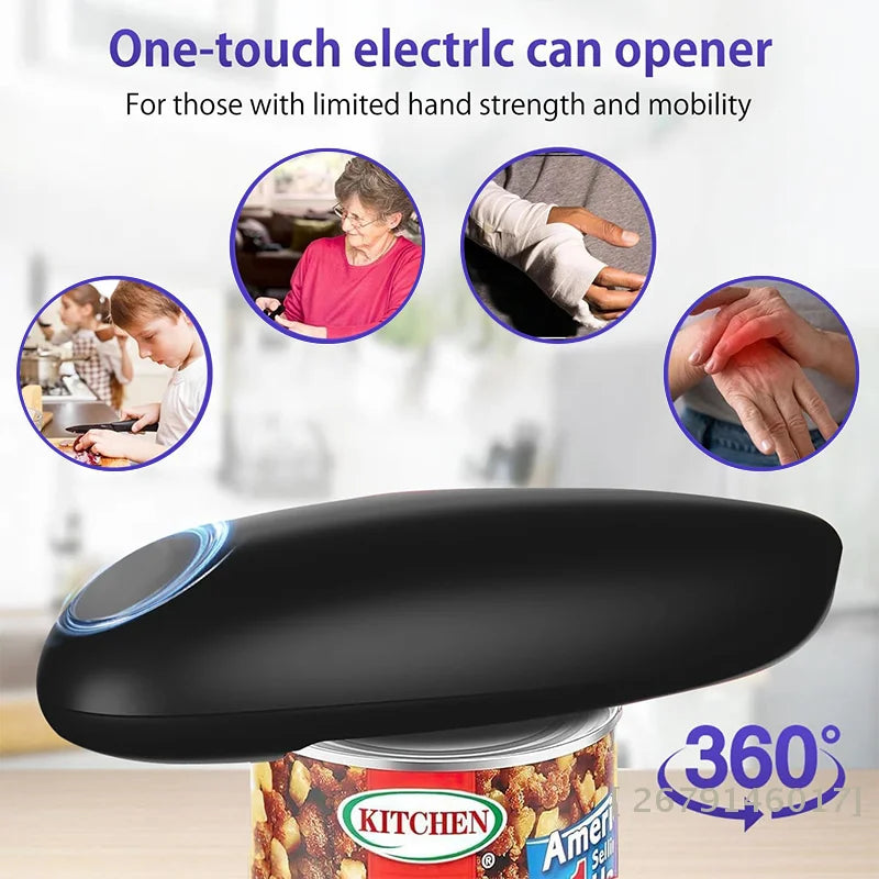 Hands-Free Electric Can Opener Automatic Bottle Opener, , Easy Kitchen Gadget for Cans, Jars, and Twist-Off Lids