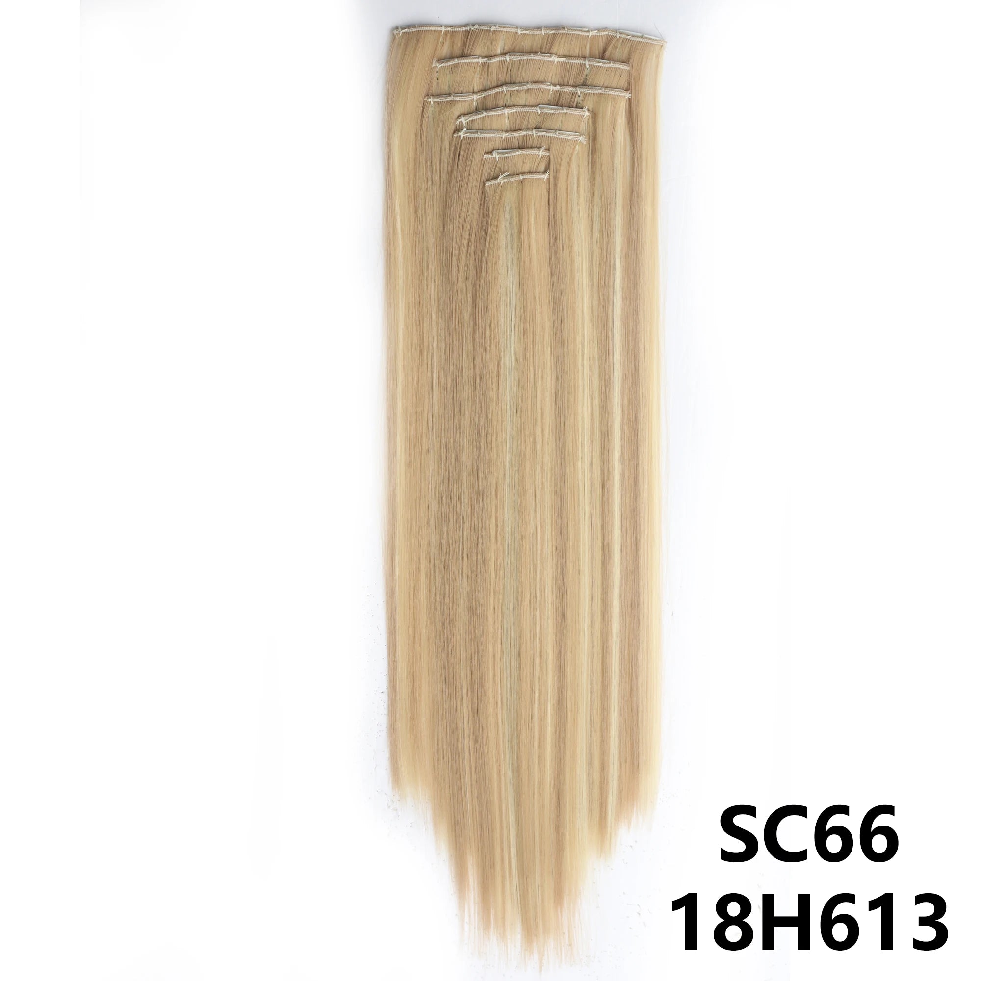 Long Straight Synthetic 16 Clips In Hair Extensions 7Pcs/Set High Temperature Fiber Black Brown Blonde Hairpiece For Women