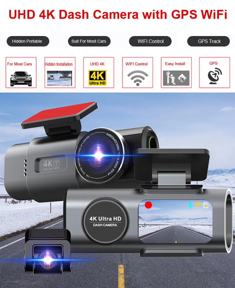 4K Dash Cam with Night Vision & Wi-Fi