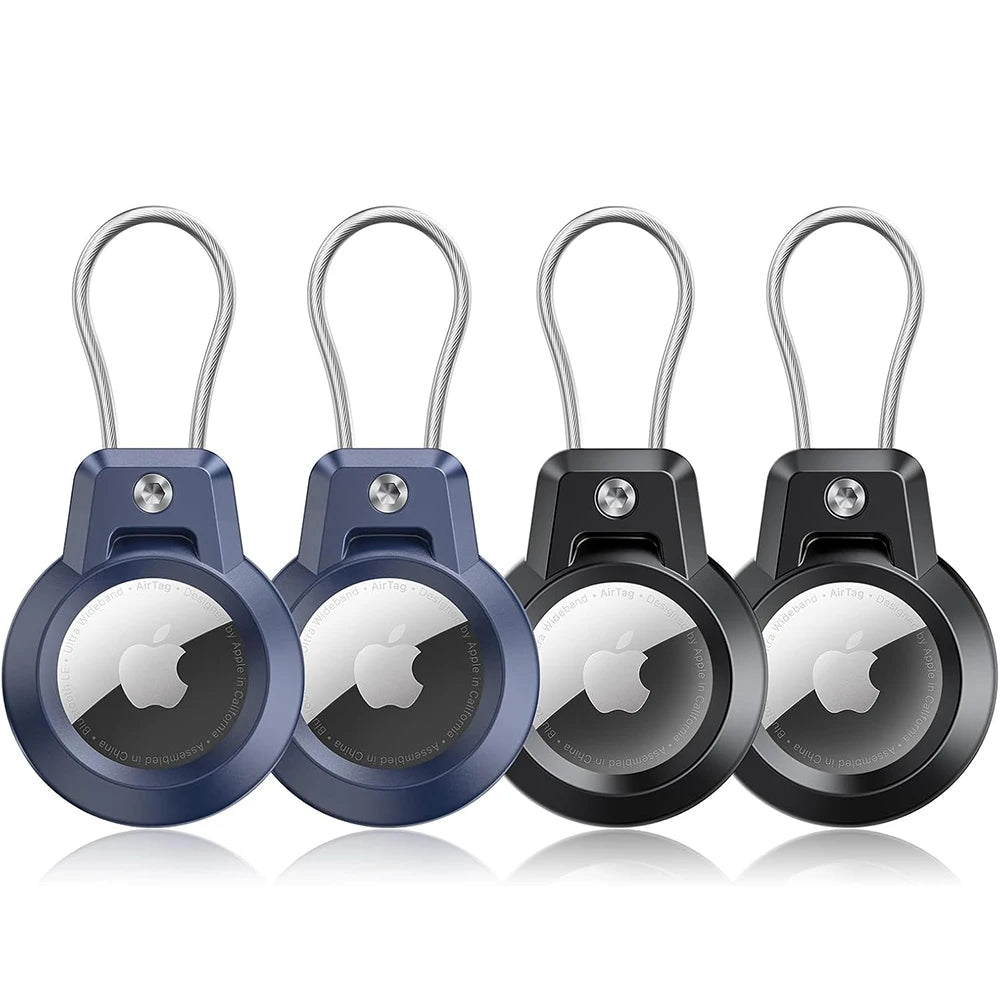 AirTag Holder For Apple Airtags Keychain Holder Case with Steel wire line and 360 Degrees Protective for Luggage Backpack Keys