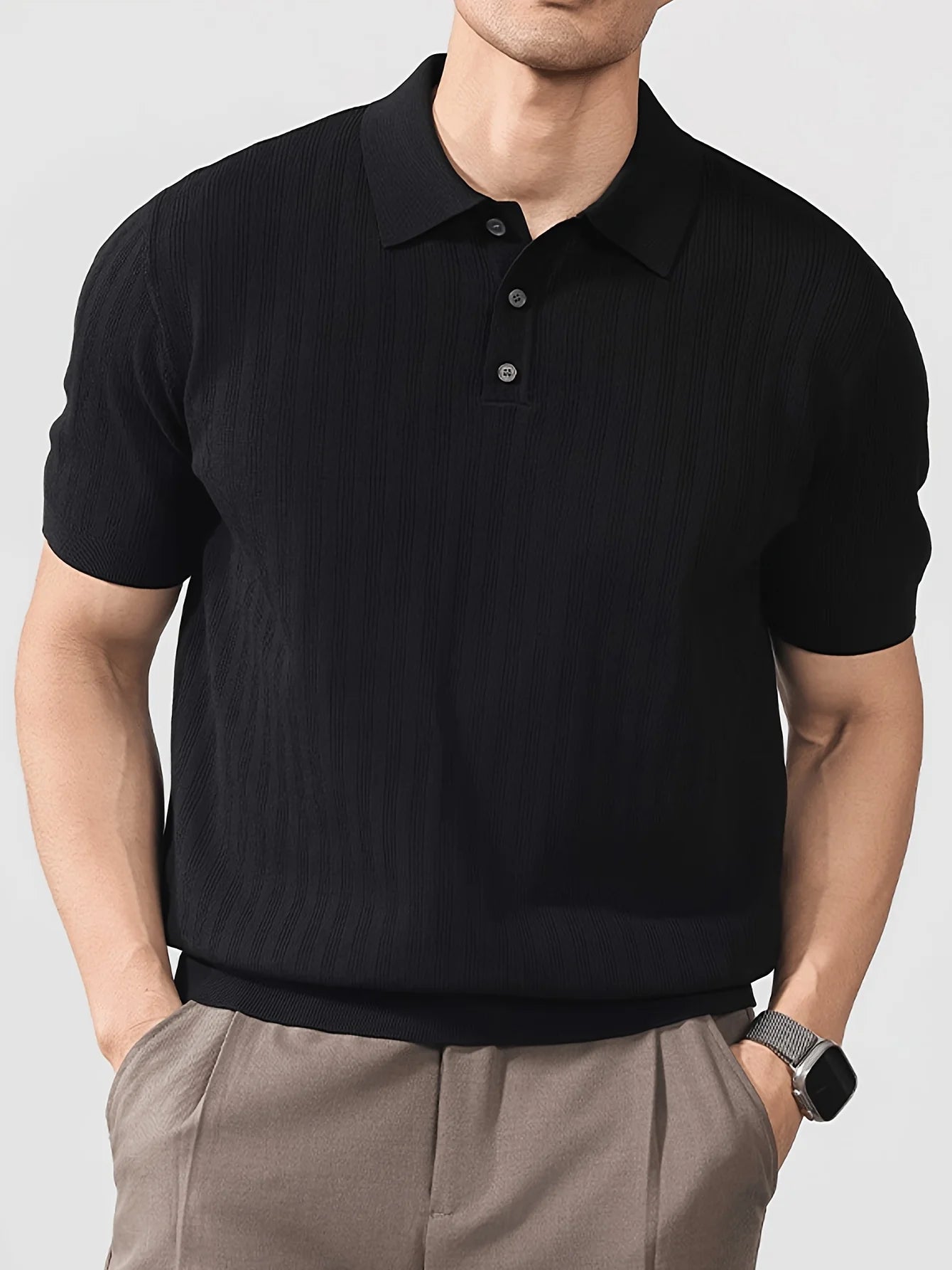 Cool and Stylish Men's Ice-Cold Silk Knitted Polo Shirt for Summer, Trendy Brand Polo Shirt with a Collared Design, Perfect for