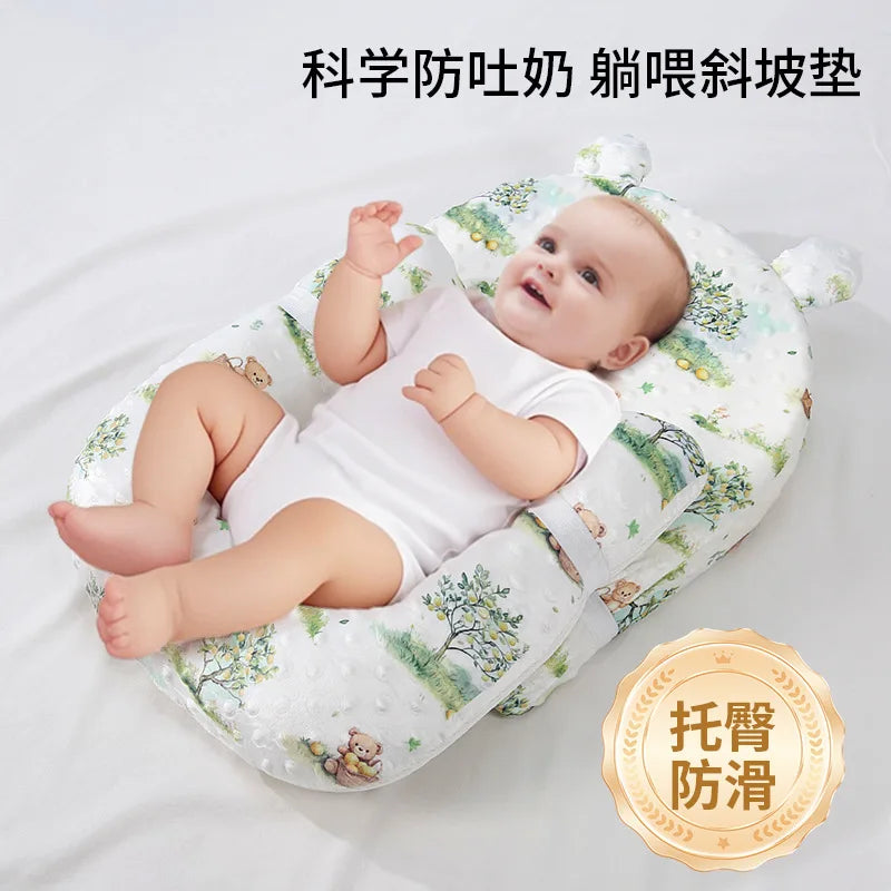 Baby Pillow Newborn Head Protector Sleeping Safety Breathable Shaping Anti Roll Toddler Pillow Infant Anti-Spill Milk Cushion