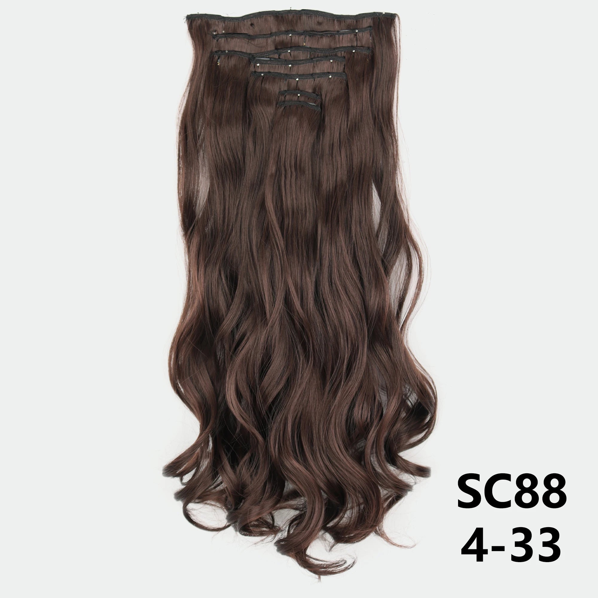 Long Straight Synthetic 16 Clips In Hair Extensions 7Pcs/Set High Temperature Fiber Black Brown Blonde Hairpiece For Women