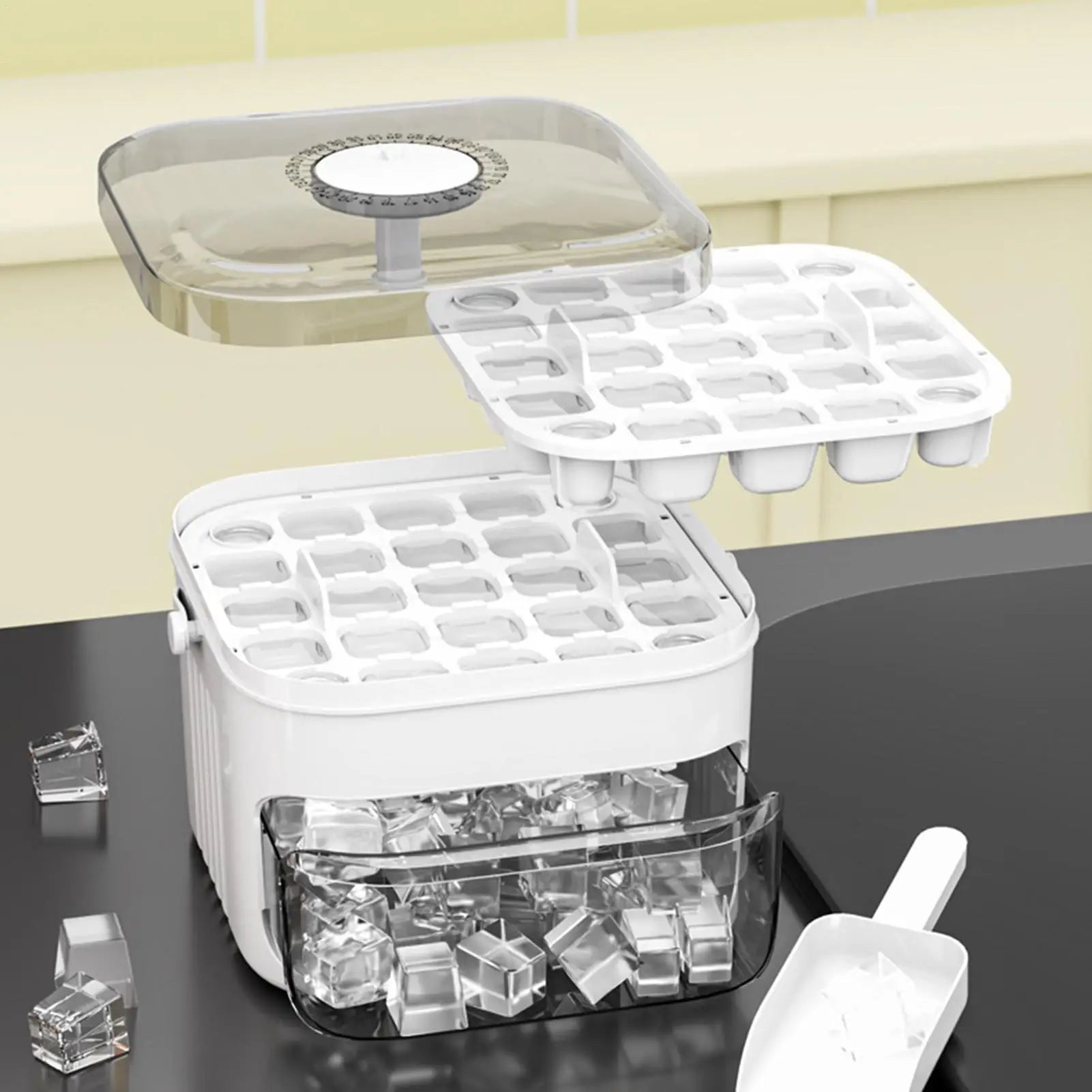 Double-layer 50 Cavity Portable Non Stick Ice Mold Ice Molds Box for Daily Life Kitchen Pool Picnic Camping Vacation Beverages