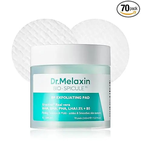 Dr.Melaxin BP Pore Exfoliating Pad for Dead Skin & Blackheads, Minimize Pores, Prevent Breakouts 165ml, 70pads.