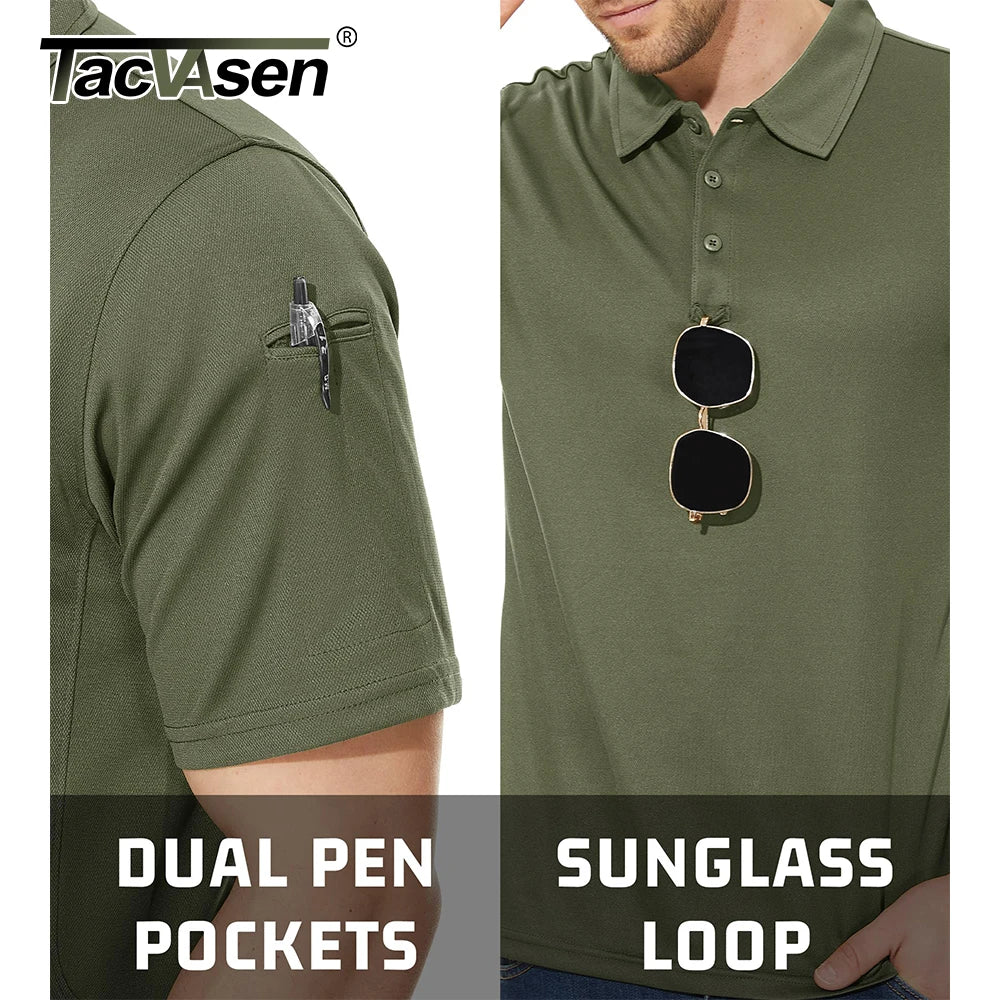 TACVASEN Summer Colorful Fashion Polo Tee Shirts Men's Short Sleeve T-shirt Quick Dry Team Work Green T-Shirt Tee Tops Clothing