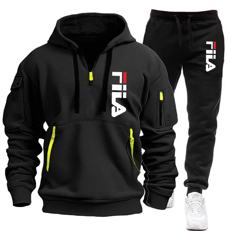 Autumn and winter hot selling men's hooded sweatshirt+casual pants two-piece outdoor multi pocket pullover and sports pants set