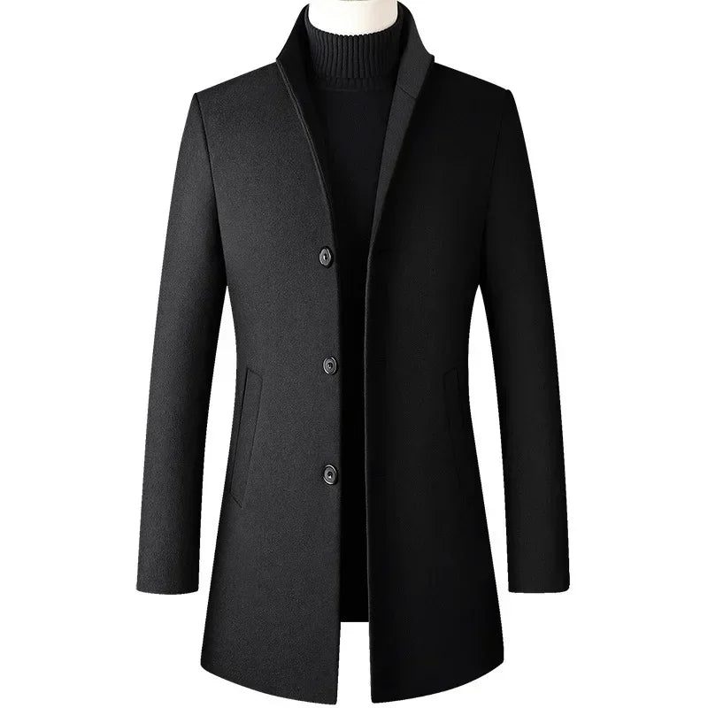 TFETTERS Brand Trench Coat Korean Fashion Business Casual Stand Collar Long Jackets for Men 2025 Autumn Windbreaker Winter Coats