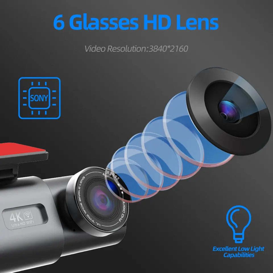 4K Dash Cam with Night Vision & Wi-Fi