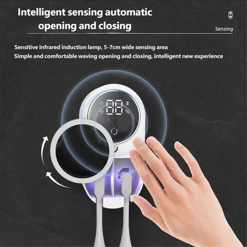 Wireless UV Electric Toothbrush Sterilizer Portable Rechargeable Wall Mounted Toothbrush Dryer for Oral Hygiene