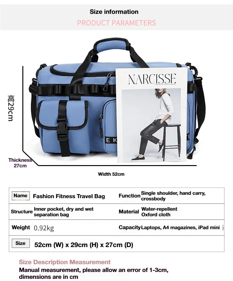 Multifunctional Casual Travel Bag Large Capacity Gym Bag Multifunctional Sports Backpack Independent Shoe Compartment Unisex