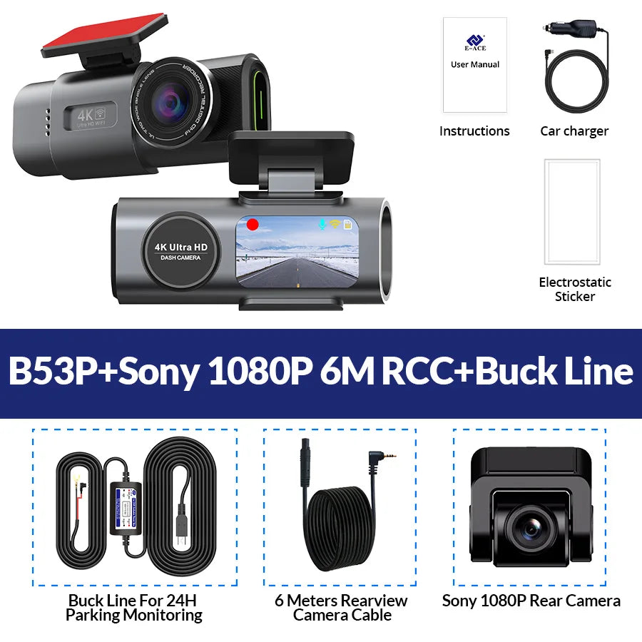 4K Dash Cam with Night Vision & Wi-Fi