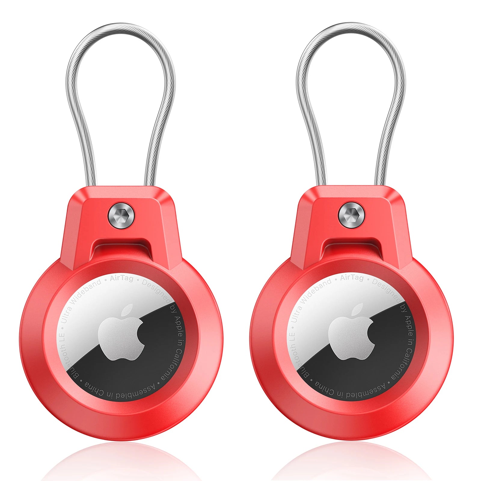 AirTag Holder For Apple Airtags Keychain Holder Case with Steel wire line and 360 Degrees Protective for Luggage Backpack Keys