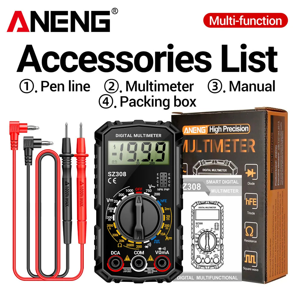 ANENG SZ308 Digital Multimeter – AC/DC Voltage & Current Tester