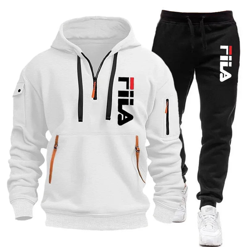 Autumn and winter hot selling men's hooded sweatshirt+casual pants two-piece outdoor multi pocket pullover and sports pants set