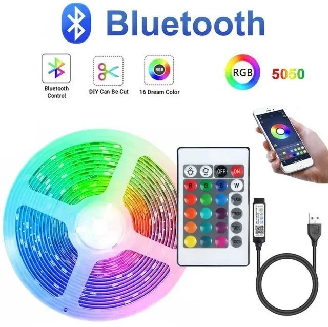 USB Led Strip Lights 5m 10m 20m 30m APP Control Music Sync Flexible Ribbon Luces Led Tape for Home Decor TV Backlight RGB Lights