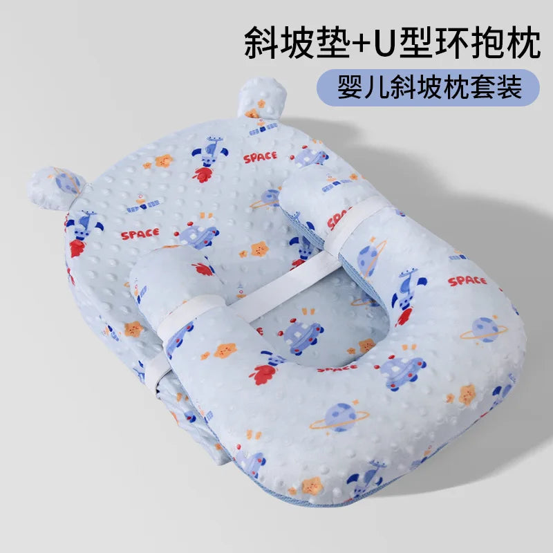 Baby Pillow Newborn Head Protector Sleeping Safety Breathable Shaping Anti Roll Toddler Pillow Infant Anti-Spill Milk Cushion