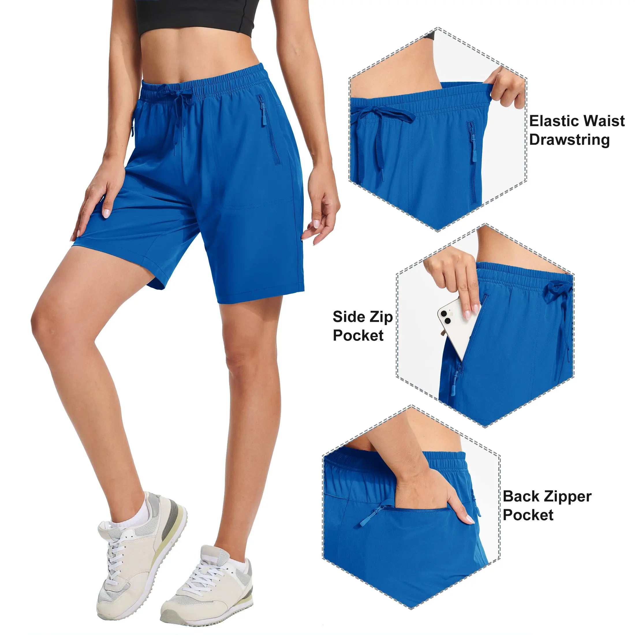 TACVASEN Summer Quick Dry Hiking Shorts Womens Workout Training Casual Shorts Gym Fitness Lightweight Elastic Waist Short Pants