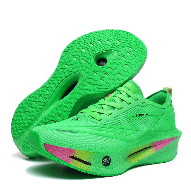Men's and Women's Breathable Mesh Carbon Plate Chunta Running Shoes, Marathon Shock-Absorbing and Anti Slip Sports Shoes