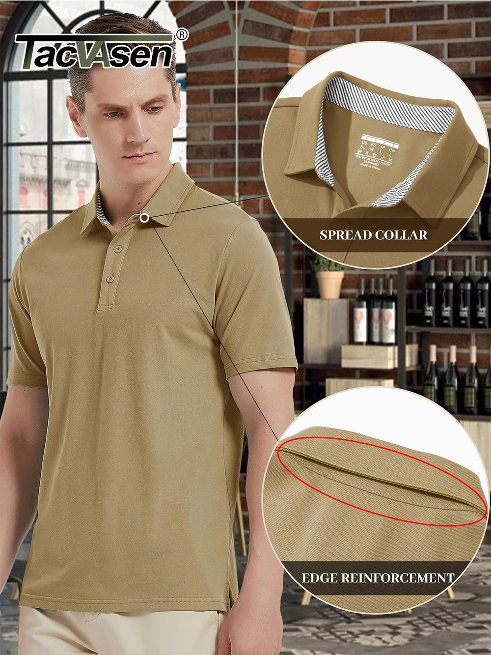 TACVASEN Summer Cotton Blend Golf Polos Shirts Mens Work Polo T-shirts Quick Dry Casual Short Sleeve Pullover Tops Outdoor Tee