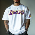 Los Angeles Lakers pure cotton Tshirttrendy stylish streetwear men fitness muscle white casual tee shirt