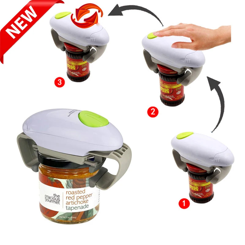 Automatic Electric Can Opener Beer Bottle Opener Handheld Safe  Free Jar Can Tin Battery Operated Restaurant Kitchen Bar Tools