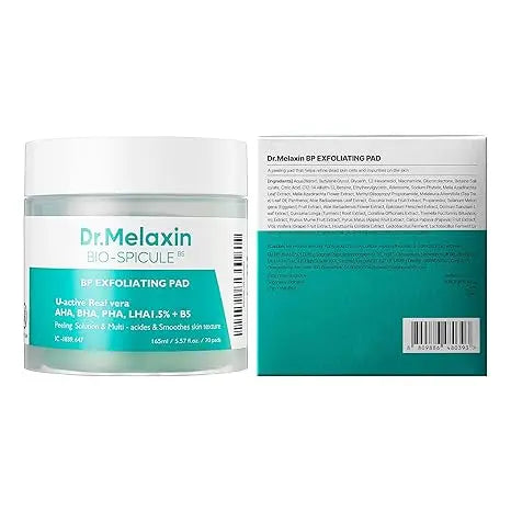 Dr.Melaxin BP Pore Exfoliating Pad for Dead Skin & Blackheads, Minimize Pores, Prevent Breakouts 165ml, 70pads.