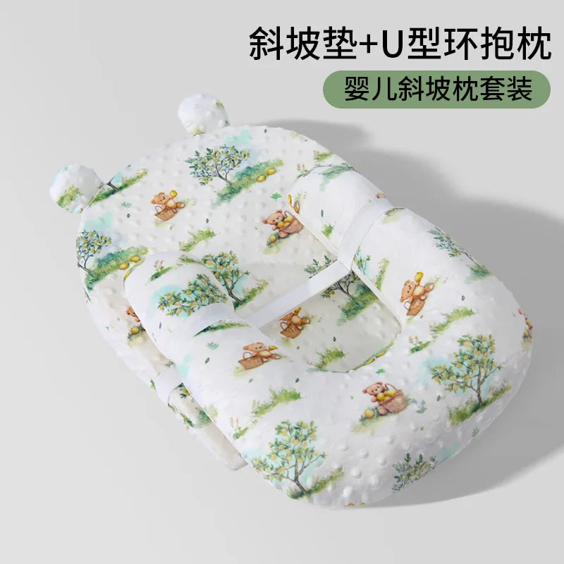 Baby Pillow Newborn Head Protector Sleeping Safety Breathable Shaping Anti Roll Toddler Pillow Infant Anti-Spill Milk Cushion