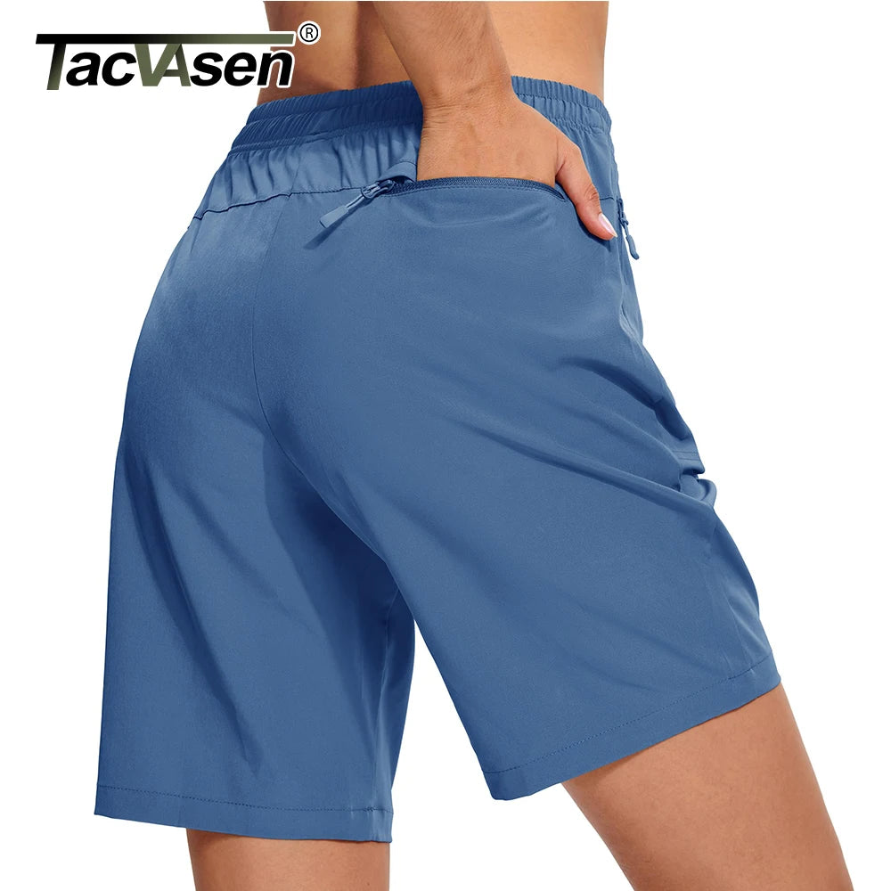 TACVASEN Summer Quick Dry Hiking Shorts Womens Workout Training Casual Shorts Gym Fitness Lightweight Elastic Waist Short Pants