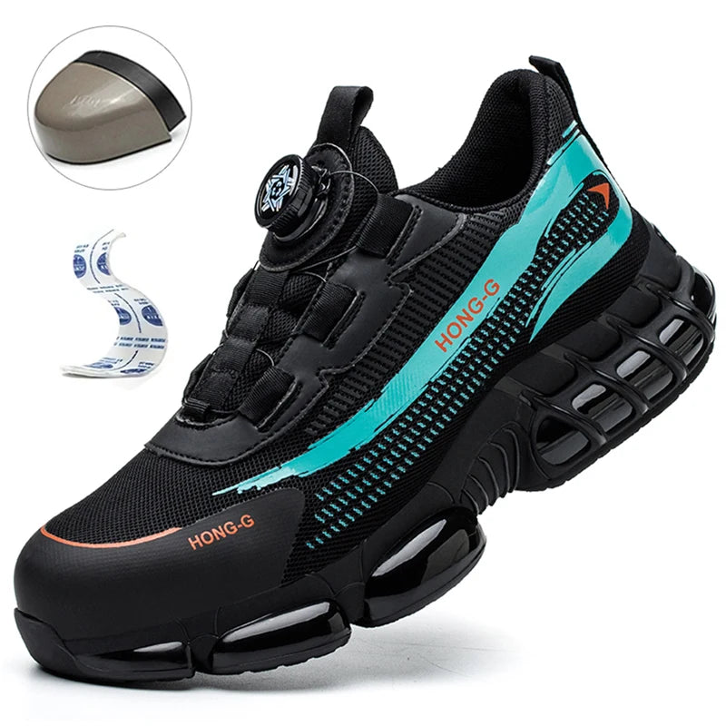 Rotating Button Safety Shoes Men Anti-smash Anti-puncture Work Shoes Fashion Men Safety Sport Shoes Security Protective BootsMen