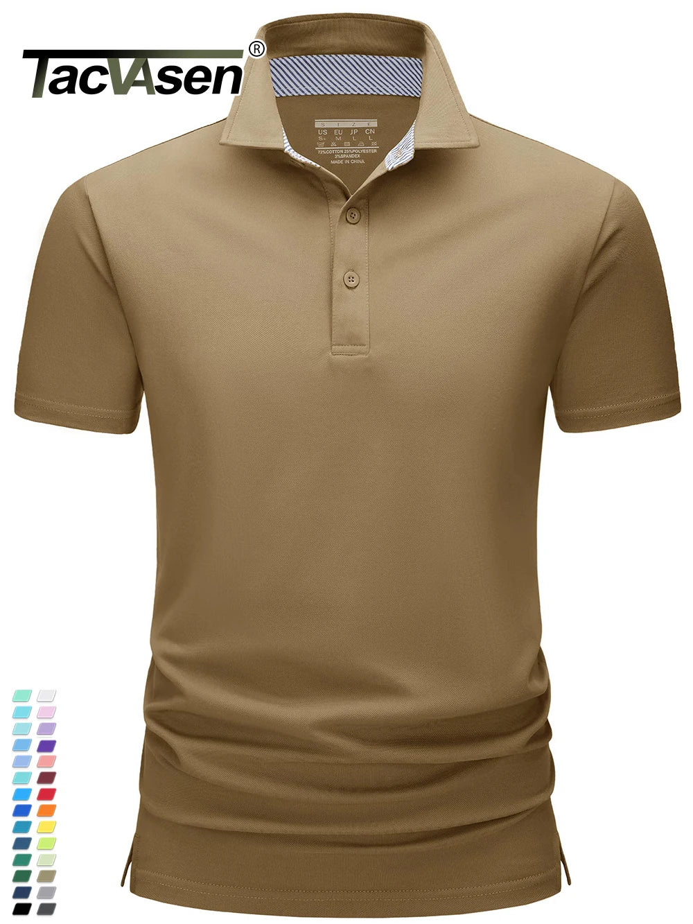 TACVASEN Summer Cotton Blend Golf Polos Shirts Mens Work Polo T-shirts Quick Dry Casual Short Sleeve Pullover Tops Outdoor Tee
