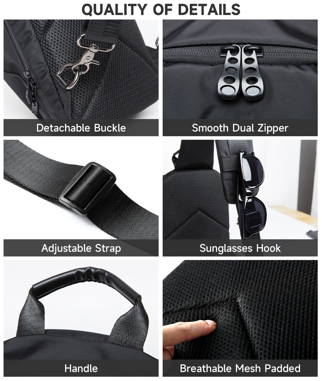 MOYYI Simple Fashion Waterproof Nylon Man Sling Bag Best Lightweight Crossbody Chest Bag Women Sport Travel One Shoulder Bag