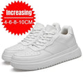 New Height Increasing Shoes for Men 10cm Invisible Elevator Sneakers White Leathe Sport Zapatillas De Hombre Big Size 46