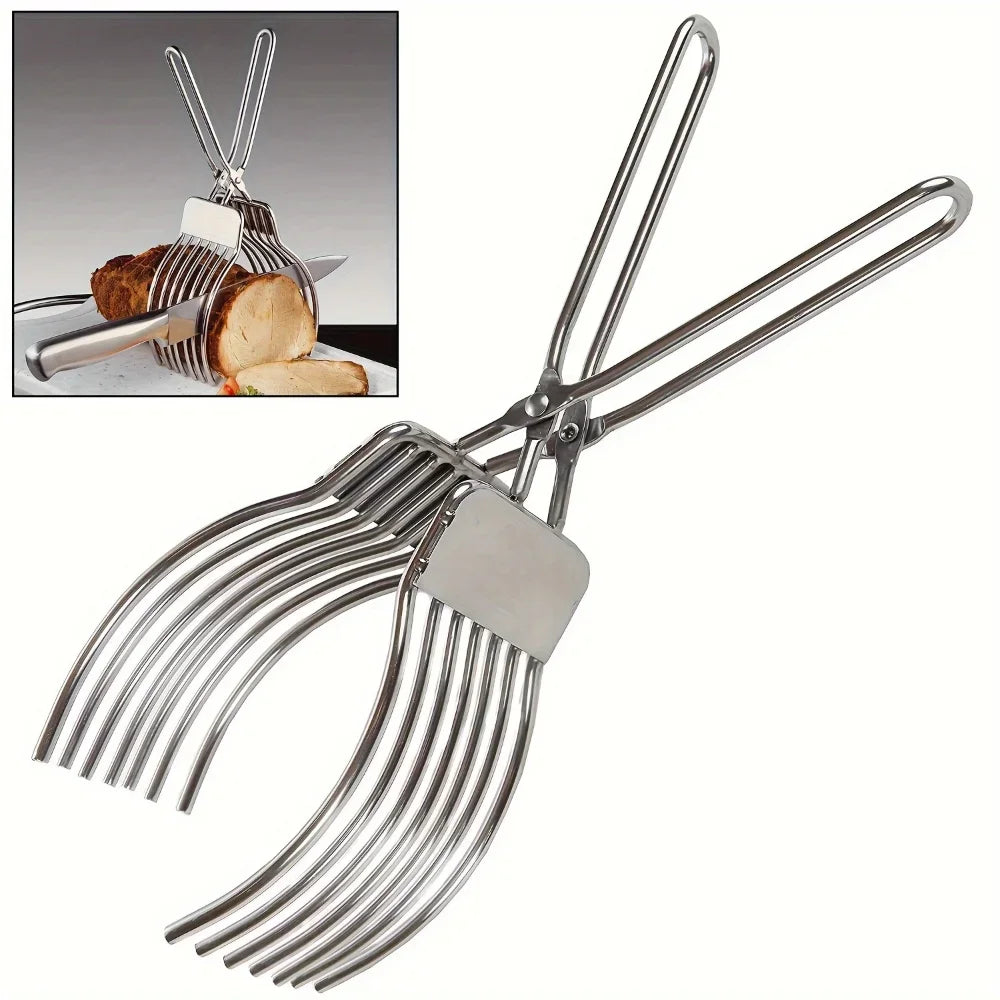 Stainless Steel BBQ Slicer Meat Cutter Multi-Function Camping Kitchen Tool for Ham Bread Portable Rustproof Outdoor Accessories