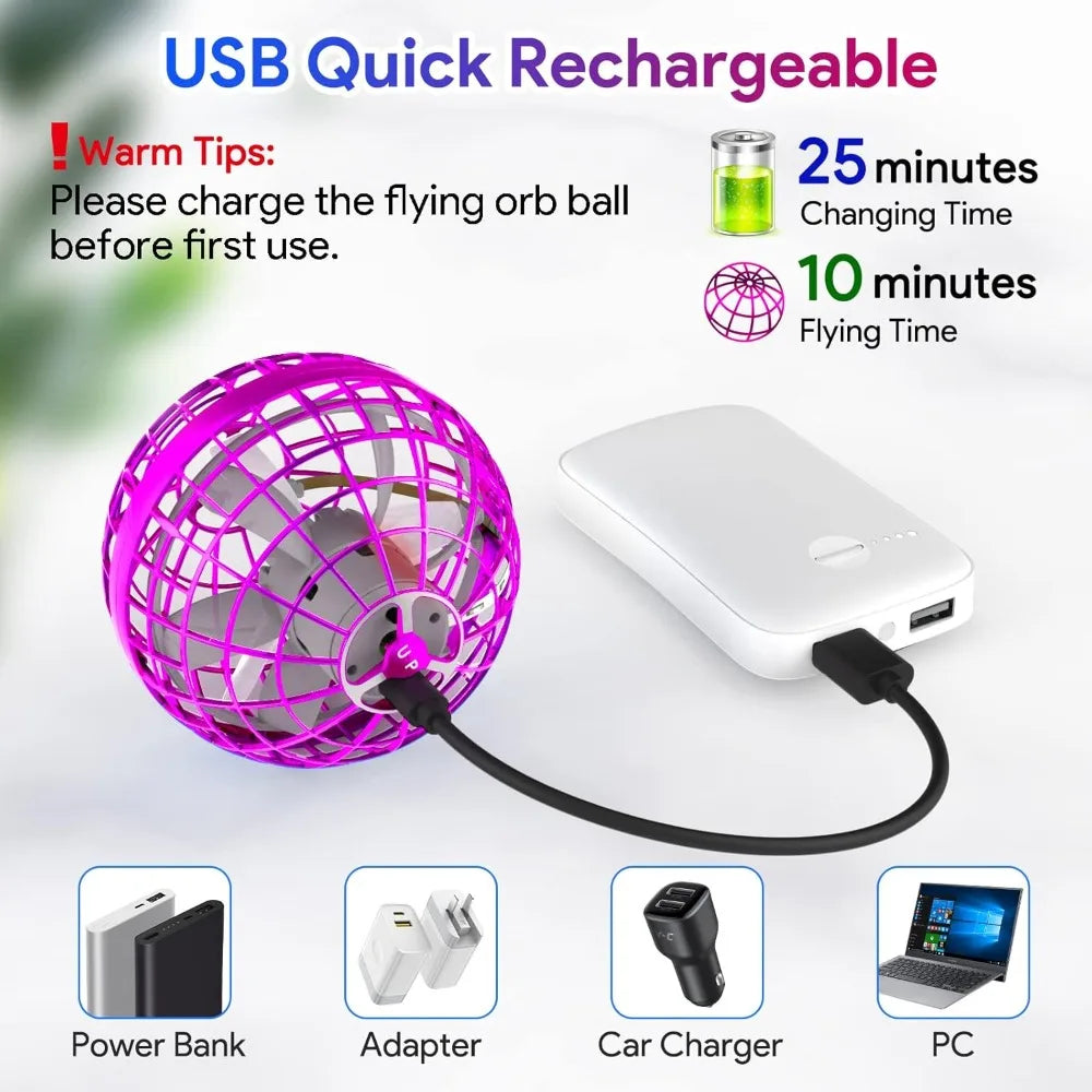 2026 Hand Controlled Flying Orb Mini Drone Boomerang Hover Spinning Globe Outdoor Flying Toy Birthday Present