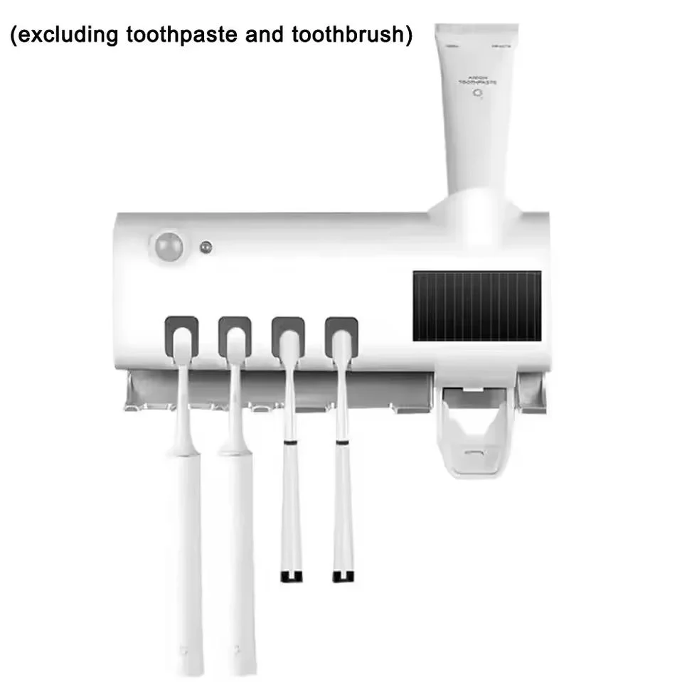 A wall mounted solar ultraviolet toothbrush sterilizer, with Automatic Toothpaste Dispenser&Squeezing Kit & bathroom accessories
