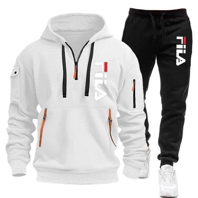 Autumn and winter hot selling men's hooded sweatshirt+casual pants two-piece outdoor multi pocket pullover and sports pants set
