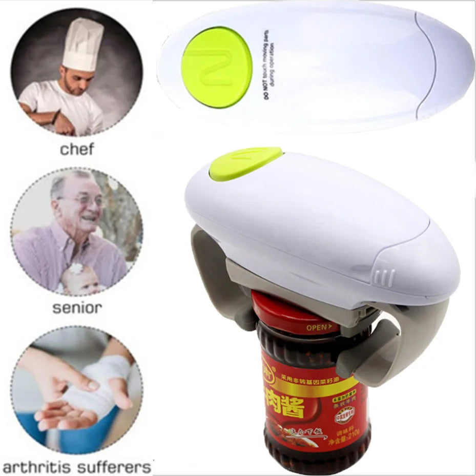 Automatic Electric Can Opener Beer Bottle Opener Handheld Safe  Free Jar Can Tin Battery Operated Restaurant Kitchen Bar Tools