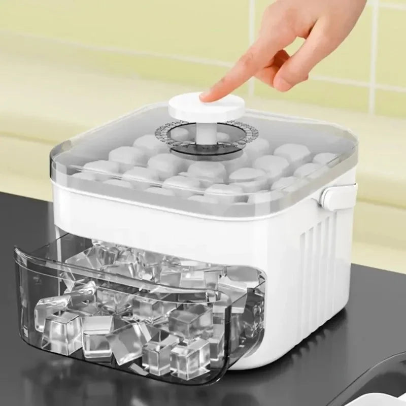 50 Grids Press Type Double Layer Ice Cube Tray With Lid Reusable Ice Mold Storage Box Ice Making Tool For Household