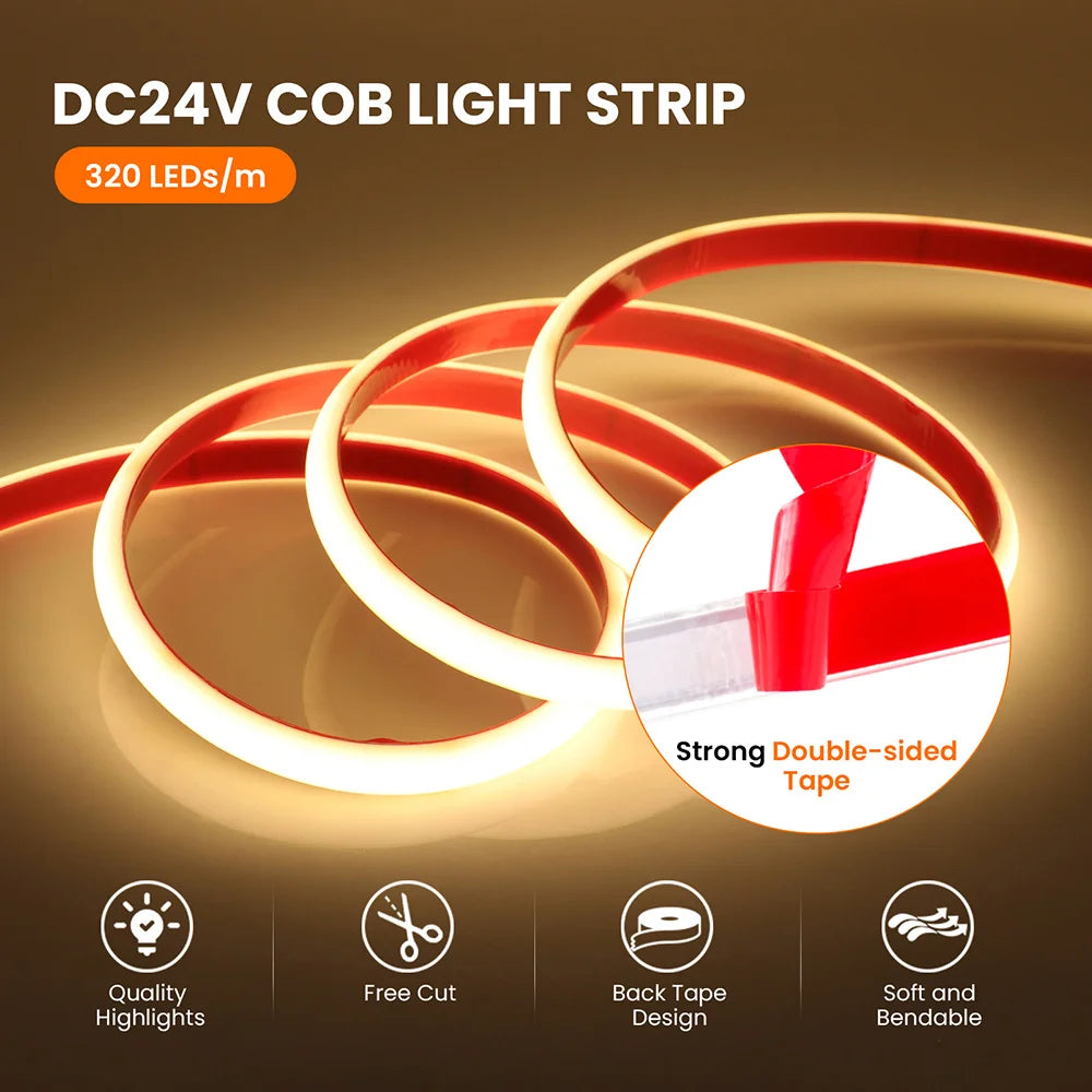 IP68 Waterproof Led Neon Strip Light Tape 12V 24V 320 LEDs Flexible Milky Tube Lamp Liner Lighting 10 Colors 0.5m 1m 2m 3m 4m 5m